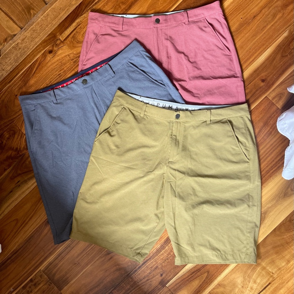 Puma Athletic Shorts Gray/Blue, Tan & Pink